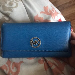 Blue Michael Kors Trifold Wallet